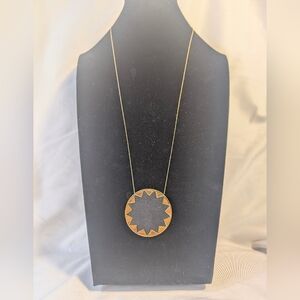 House of Harlow 1960 Women's Gold Metallic Sunburst Pendant Necklace Black